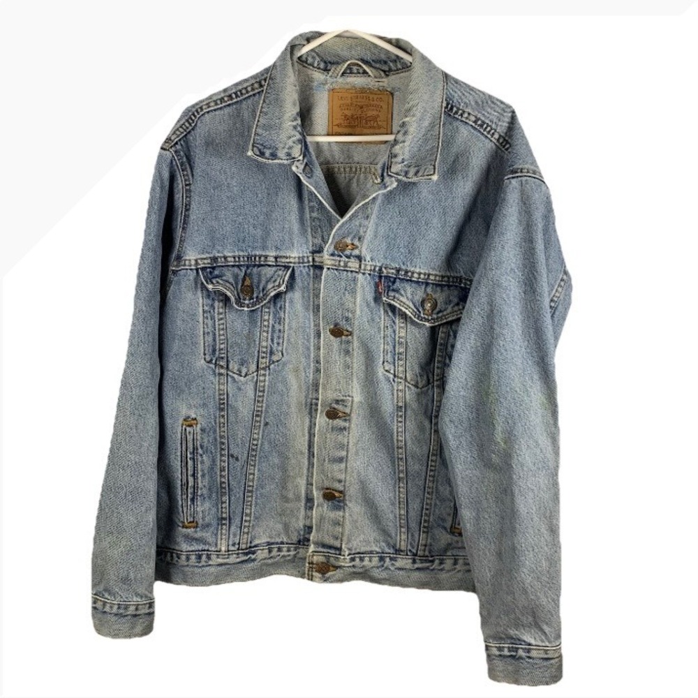Vintage‎ Levi Denim Trucker Jean Jacket 80s 90s Type 3 Distressed Thrashed Men L